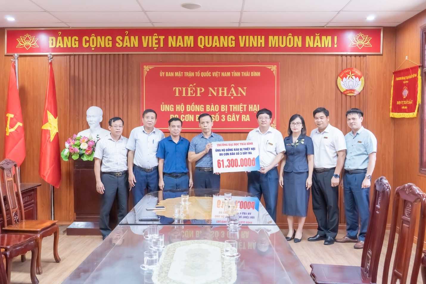 TRƯỜNG ĐẠI HỌC THÁI BÌNH CHUNG TAY HỖ TRỢ ĐỒNG BÀO BỊ THIỆT HẠI DO CƠN BÃO SỐ 3: LAN TỎA YÊU THƯƠNG, GẮN KẾT CỘNG ĐỒNG